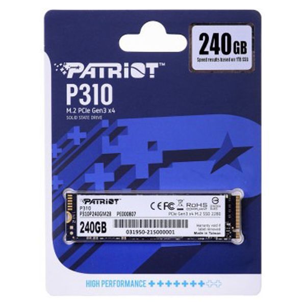 Накопичувач SSD M.2 Patriot P310 240GB NVMe 2280 PCIe 3.0 3D TLC 258849996 фото