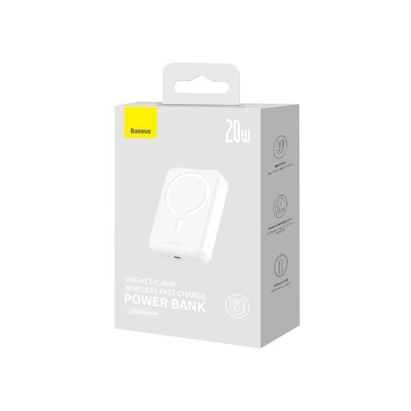 Зовнішній акумулятор Baseus Magnetic Mini Wireless Fast Charge Power Bank 20000mAh 20W White 110924430 фото