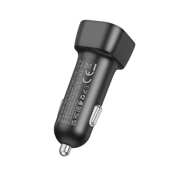 Автомобільний зарядний пристрій BOROFONE BZ28A Trophie PD30W+QC3.0 car charger Black 647768040 фото