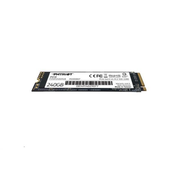Накопичувач SSD M.2 Patriot P310 240GB NVMe 2280 PCIe 3.0 3D TLC 258849996 фото