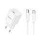 Мережевий зарядний пристрій з кабелем HOCO C146A Charm single port PD20W charger set (C to C) (EU) White 307277670 фото 1
