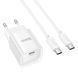 Мережевий зарядний пристрій з кабелем HOCO C146A Charm single port PD20W charger set (C to C) (EU) White 307277670 фото 6