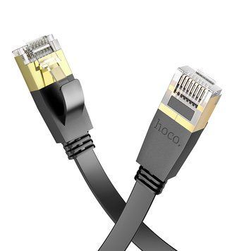 Мережевий кабель HOCO US07 General pure copper flat network cable(L=10M) Black 205136960 фото