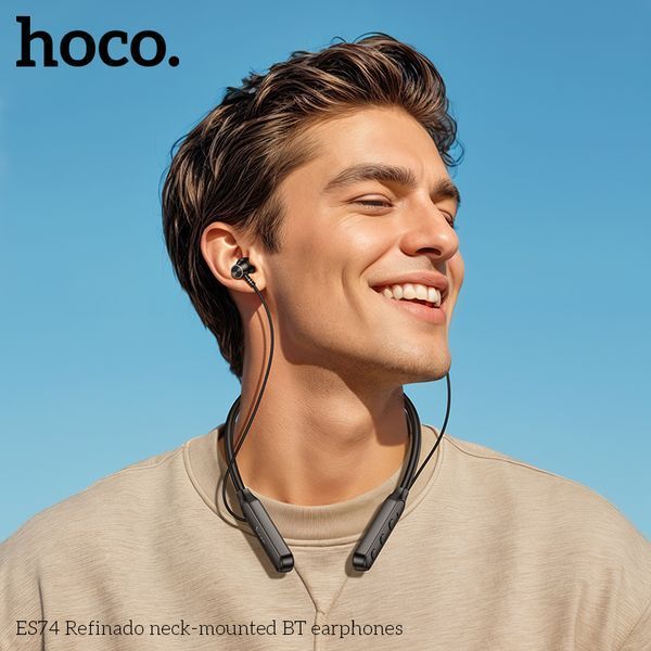 Бездротові спортивні навушники HOCO ES74 Refinado neck-mounted BT earphones Black 554116736 фото