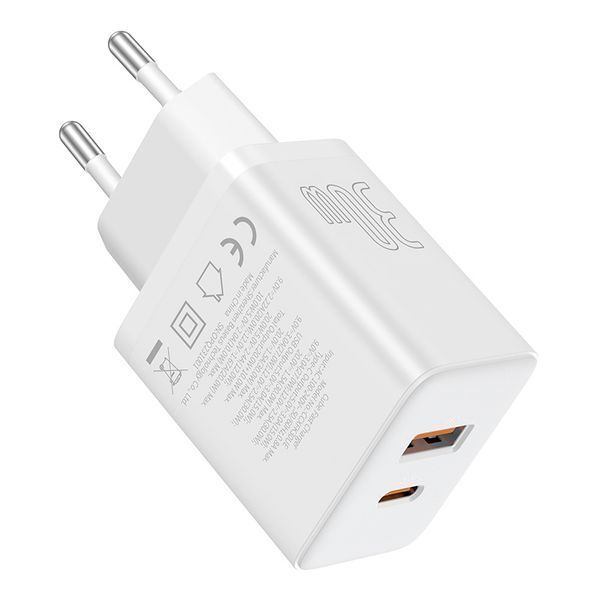 Мережевий зарядний пристрій Baseus Cube Fast Charger C+U 30W EU Moon White 501019866 фото