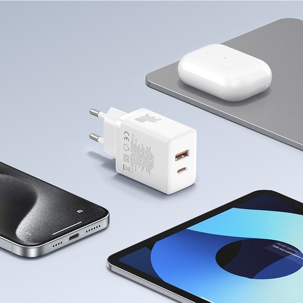 Мережевий зарядний пристрій Baseus Cube Fast Charger C+U 30W EU Moon White 501019866 фото