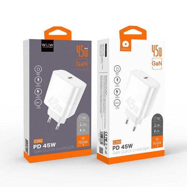 Мережевий зарядний пристрій WUW-C202 PD45W GaN Eu Smart Charger 532567266 фото
