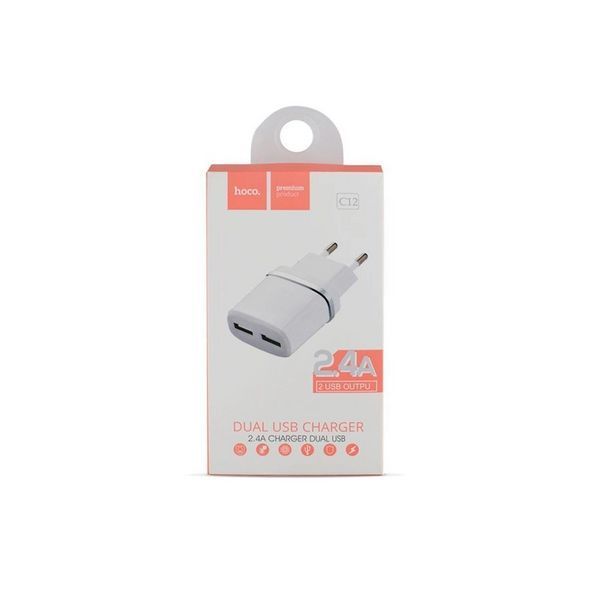 Мережевий зарядний пристрій HOCO C12 Smart dual USB charger 12W White 442475146 фото