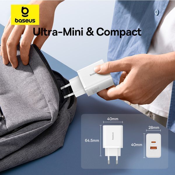 Мережевий зарядний пристрій Baseus Cube Fast Charger C+U 30W EU Moon White 501019866 фото