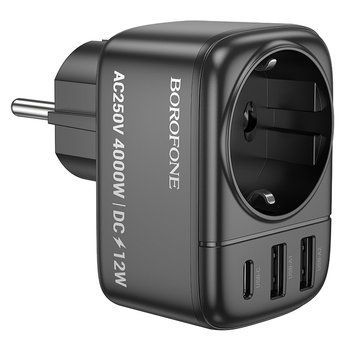 Мережевий фільтр BOROFONE BAC14 Wide 1-socket wall outlet (1C2A) (EU/GER) Black 932969182 фото