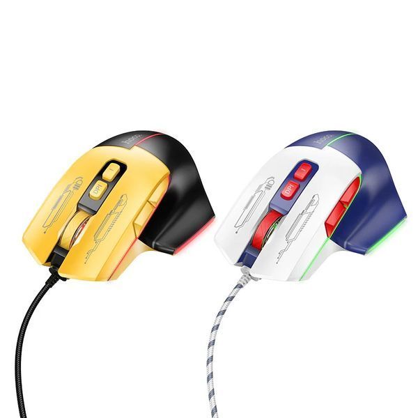 Миша HOCO GM31 Overlord luminous gaming wired mouse Black Yellow 105029179 фото