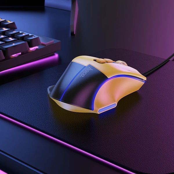 Миша HOCO GM31 Overlord luminous gaming wired mouse Black Yellow 105029179 фото