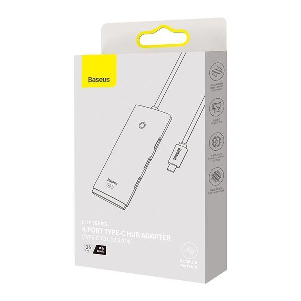 USB-хаб Baseus Lite Series 4-Port Type-C HUB Adapter (Type-C to USB 3.0*4) 25cm Black 289511547 фото