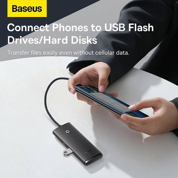 USB-хаб Baseus Lite Series 4-Port Type-C HUB Adapter (Type-C to USB 3.0*4) 25cm Black 289511547 фото