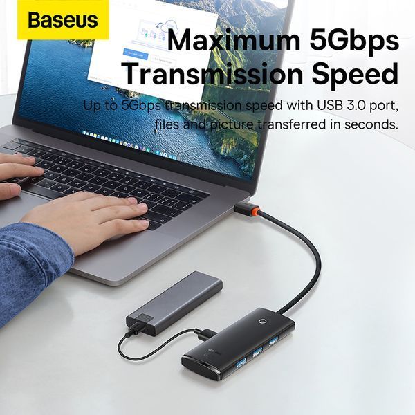 USB-хаб Baseus Lite Series 4-Port Type-C HUB Adapter (Type-C to USB 3.0*4) 25cm Black 289511547 фото