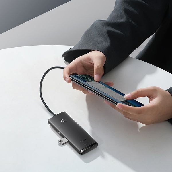 USB-хаб Baseus Lite Series 4-Port Type-C HUB Adapter (Type-C to USB 3.0*4) 25cm Black 289511547 фото