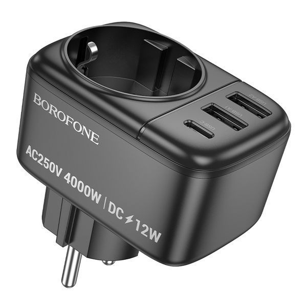Мережевий фільтр BOROFONE BAC14 Wide 1-socket wall outlet (1C2A) (EU/GER) Black 932969182 фото