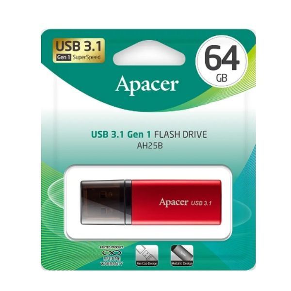 Флеш-накопитель Apacer USB 3.2 Gen 1 AH25B 64Gb Red 559718502 фото