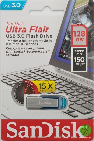 Флеш-накопитель SanDisk USB 3.0 Ultra Flair 128Gb Blue 608037151 фото