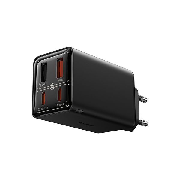 Мережевий зарядний пристрій з кабелем Baseus GaN6 Pro Fast Charger 2C+2U 65W EU Cluster Black((With Type-C to Type-C 100W(20V/5A) 1m Black） 167417316 фото