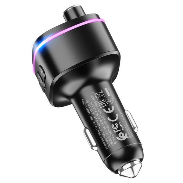 АЗП з FM-модулятором HOCO E62 Fast PD20W+QC3.0 car BT FM transmitter Black 743672688 фото