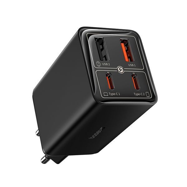 Мережевий зарядний пристрій з кабелем Baseus GaN6 Pro Fast Charger 2C+2U 65W EU Cluster Black((With Type-C to Type-C 100W(20V/5A) 1m Black） 167417316 фото