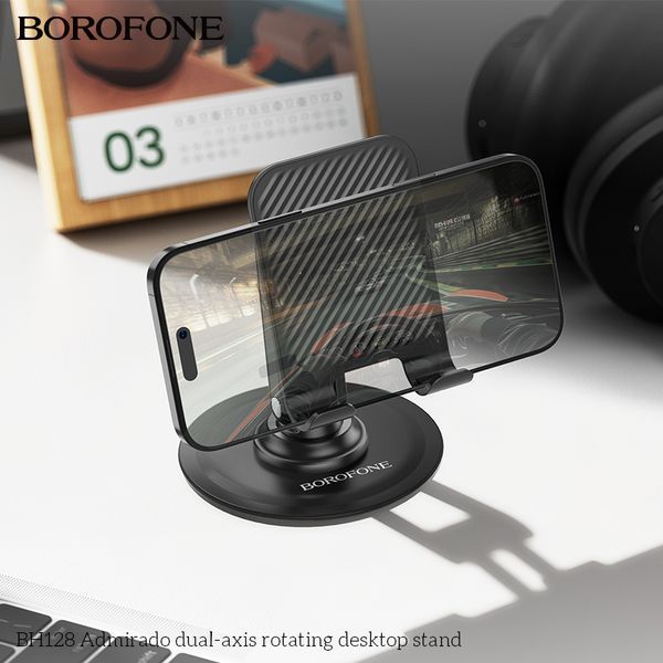 Держатель для телефона BOROFONE BH128 Admirado dual-axis rotating desktop stand Black 343130322 фото