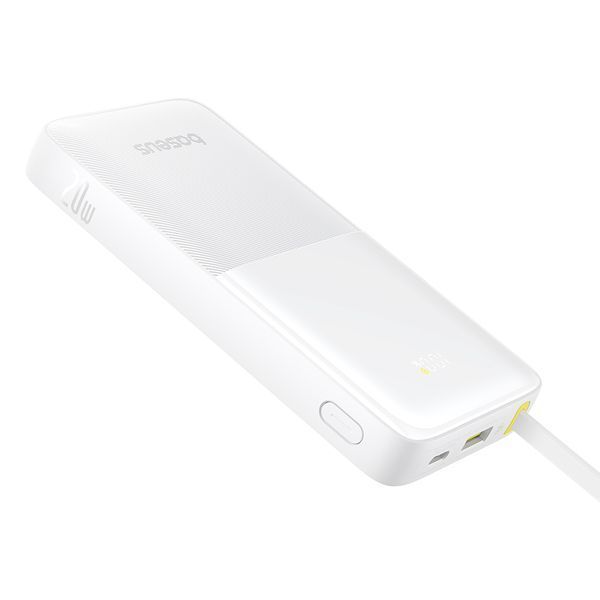 Зовнішній акумулятор Baseus Bipow 2 Digital Display Power Bank With Built-in USB-C Cable 20000mah 20W Moon White 401096116 фото