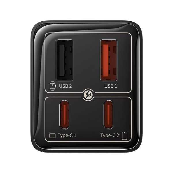Мережевий зарядний пристрій з кабелем Baseus GaN6 Pro Fast Charger 2C+2U 65W EU Cluster Black((With Type-C to Type-C 100W(20V/5A) 1m Black） 167417316 фото