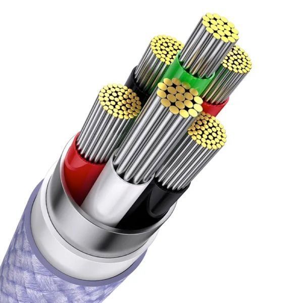 Кабель Baseus Flash Series Ⅱ One-for-three Fast Charging Data Cable USB to M+L+C 66W 1.2m Purple 189840786 фото