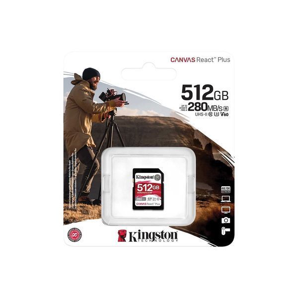Карта пам'яті SDXC (UHS-II U3) Kingston Canvas React Plus 512Gb class 10 V60 (R280MB/s, W150MB/s) 679594906 фото