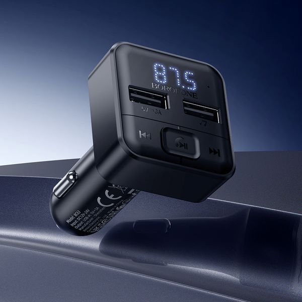 АЗП з FM-модулятором BOROFONE BC63 Selecto car BT FM transmitter Black 340497202 фото