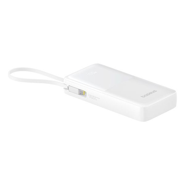 Зовнішній акумулятор Baseus Bipow 2 Digital Display Power Bank With Built-in USB-C Cable 20000mah 20W Moon White 401096116 фото