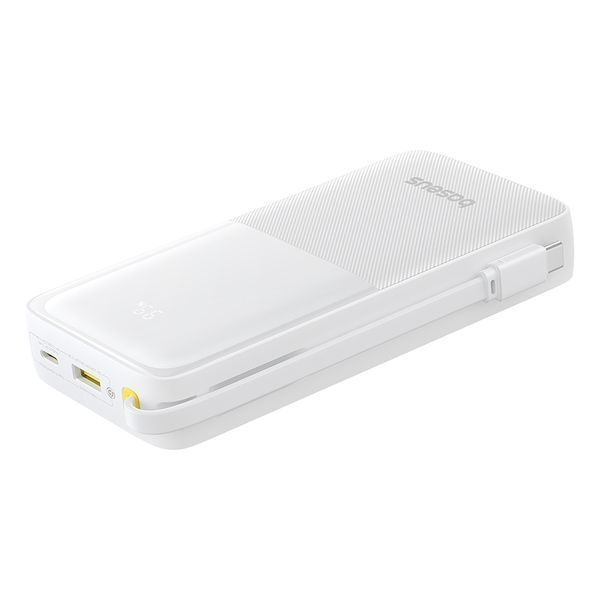 Зовнішній акумулятор Baseus Bipow 2 Digital Display Power Bank With Built-in USB-C Cable 20000mah 20W Moon White 401096116 фото
