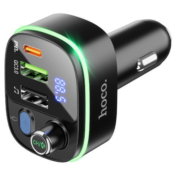 АЗП з FM-модулятором HOCO E62 Fast PD20W+QC3.0 car BT FM transmitter Black 743672688 фото