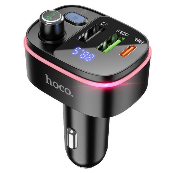 АЗП з FM-модулятором HOCO E62 Fast PD20W+QC3.0 car BT FM transmitter Black 743672688 фото