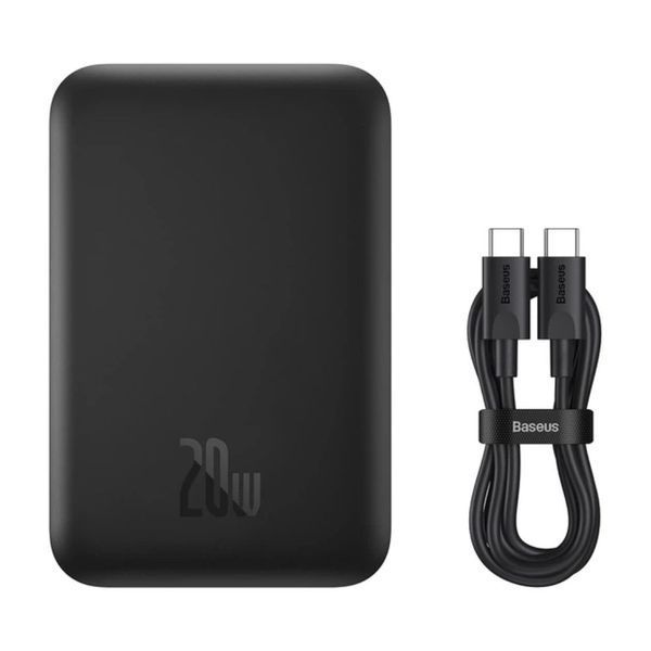 Зовнішній акумулятор Baseus Magnetic Mini Air Wireless Fast Charge Power Bank 6000mAh 20W Cluster Black（With Simple Series Charging Cable Type-C to 668521967 фото