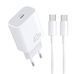 Мережевий зарядний пристрій з кабелем WUW-T108 PD 40W charger with C-C cable 127001967 фото 1