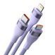 Кабель Baseus Flash Series Ⅱ One-for-three Fast Charging Data Cable USB to M+L+C 66W 1.2m Purple 189840786 фото 3
