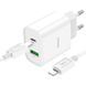 Мережевий зарядний пристрій з кабелем HOCO C80A Plus Rapido PD20W+QC3.0 charger set(C to iP) White 374994834 фото 4