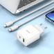 Мережевий зарядний пристрій з кабелем HOCO C80A Plus Rapido PD20W+QC3.0 charger set(C to iP) White 374994834 фото 8