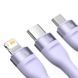 Кабель Baseus Flash Series Ⅱ One-for-three Fast Charging Data Cable USB to M+L+C 66W 1.2m Purple 189840786 фото 5