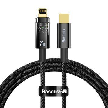 Кабель Baseus Explorer Series Auto Power-Off Fast Charging Data Cable Type-C to IP 20W 1m Black 374198049 фото