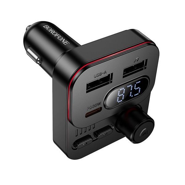 АЗП з FM-модулятором BOROFONE BC61 Ocean 45W(1A1C) car BT FM transmitter Black 177530380 фото