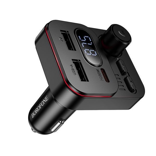 АЗП з FM-модулятором BOROFONE BC61 Ocean 45W(1A1C) car BT FM transmitter Black 177530380 фото