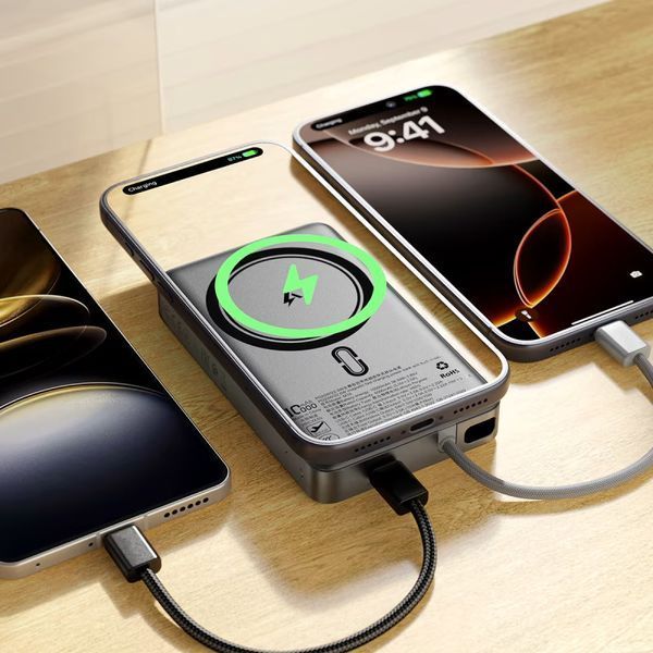 Зовнішній акумулятор ACEFAST M18-10000 PD20W/22.5W magnetic fast charging power bank with built-in cable Black 657278526 фото