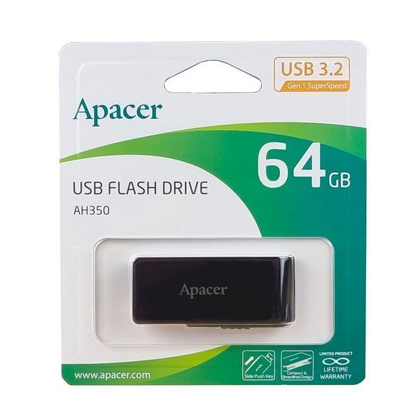 Флеш-накопитель Apacer USB 3.2 Gen 1 AH350 64Gb Black 108973529 фото