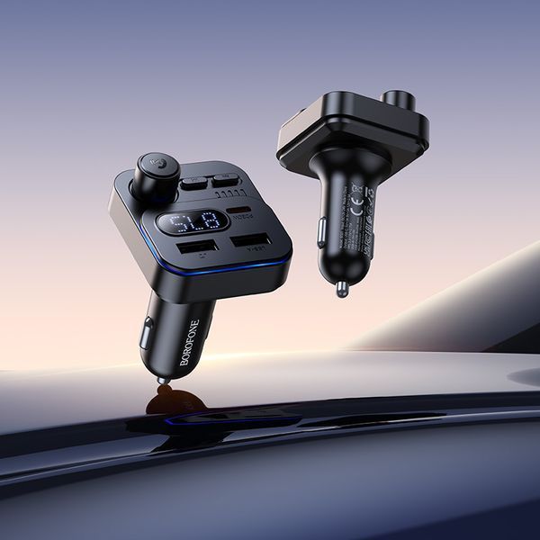 АЗП з FM-модулятором BOROFONE BC61 Ocean 45W(1A1C) car BT FM transmitter Black 177530380 фото