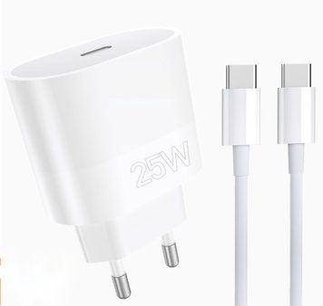 Мережевий зарядний пристрій з кабелем WUW-T86C PD 25W fast charger + USB C to USB C cable set 198527627 фото