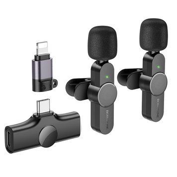 Бездротова мікрофонна система BOROFONE BFK12 Trophy lavalier dual-mic (iP/Type-C) Black 873084720 фото